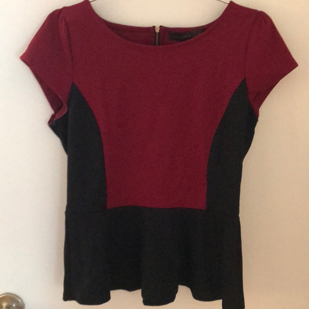 Maroon and black express scalloped top med